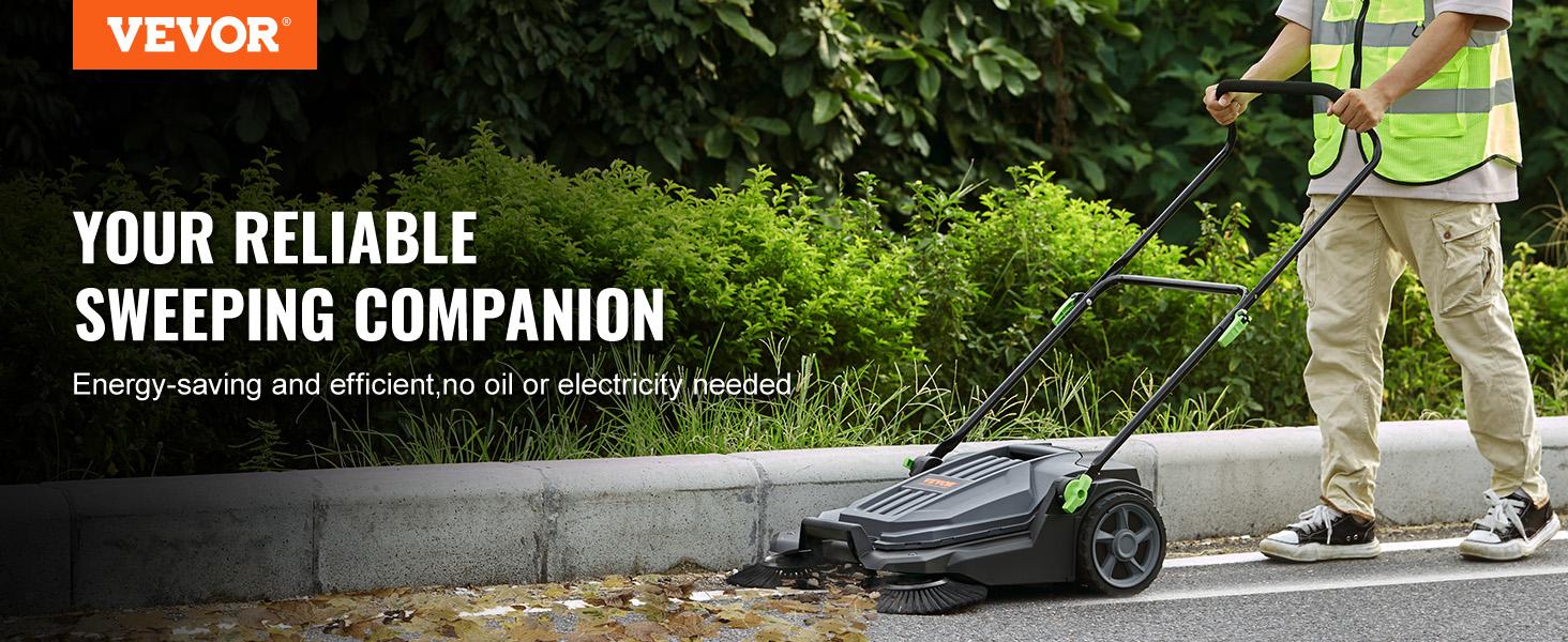 【Summerfinds】VEVOR Walk-behind Hand Push Floor Sweeper 25.6" Sweeping Width Floor Sweeper Manual Non-Electric5-Gallon Waste ContainerAngle & Height Adjustable Folding Handle for WalkwayYardGaragePatio 【Summerfinds】VEVOR Walk-behind Hand Push Floor Sweeper 25.6" Sweeping Width Floor Sweeper Manual Non-Electric5-Gallon Waste ContainerAngle & Height Adjustable Folding Handle for WalkwayYardGaragePatio