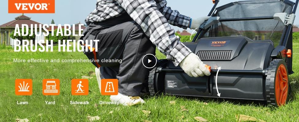 【Summerfinds】VEVOR Push Lawn Sweeper 21-Inch Leaf & Grass Collector with 3.5 cu. ft. Mesh Collection Hopper Bag 2 Spinning Brushes & Strong Rubber Wheels, Tools And Gadgets