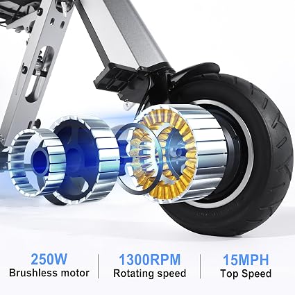ES35 Powered Electric Scooter 3 Wheels Foldable Trike with Seat for Adults, Lightweight Electric Scooter with Removable 36V 7.8AH Battery, Reverse Function & Key Switch for Commute and Travel