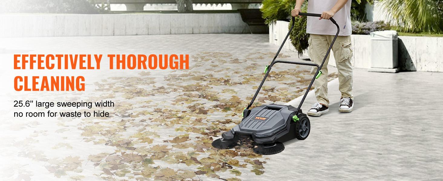 【Summerfinds】VEVOR Walk-behind Hand Push Floor Sweeper 25.6" Sweeping Width Floor Sweeper Manual Non-Electric5-Gallon Waste ContainerAngle & Height Adjustable Folding Handle for WalkwayYardGaragePatio 【Summerfinds】VEVOR Walk-behind Hand Push Floor Sweeper 25.6" Sweeping Width Floor Sweeper Manual Non-Electric5-Gallon Waste ContainerAngle & Height Adjustable Folding Handle for WalkwayYardGaragePatio