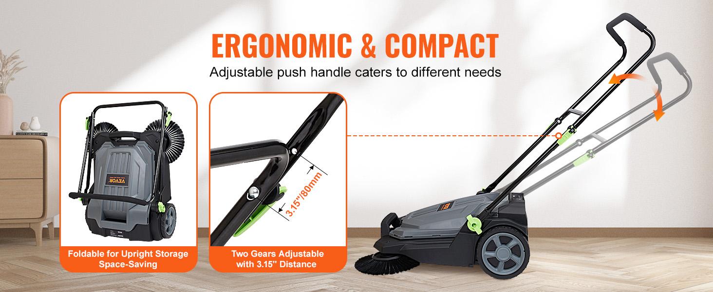 【Summerfinds】VEVOR Walk-behind Hand Push Floor Sweeper 25.6" Sweeping Width Floor Sweeper Manual Non-Electric5-Gallon Waste ContainerAngle & Height Adjustable Folding Handle for WalkwayYardGaragePatio 【Summerfinds】VEVOR Walk-behind Hand Push Floor Sweeper 25.6" Sweeping Width Floor Sweeper Manual Non-Electric5-Gallon Waste ContainerAngle & Height Adjustable Folding Handle for WalkwayYardGaragePatio
