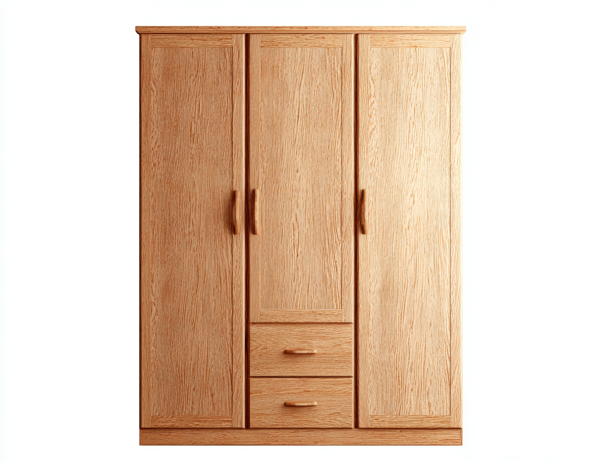 Armoire - bois d'ingénierie-métal - 140 x 58 x 188 cm - Bois clair - Style minimaliste-Oakgohome
