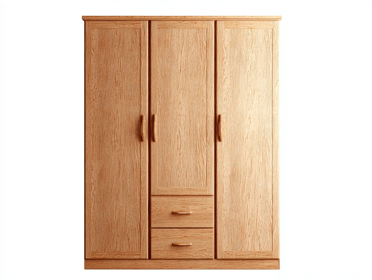 Armoire - bois d'ingénierie-métal - 140 x 58 x 188 cm - Bois clair - Style minimaliste-Oakgohome