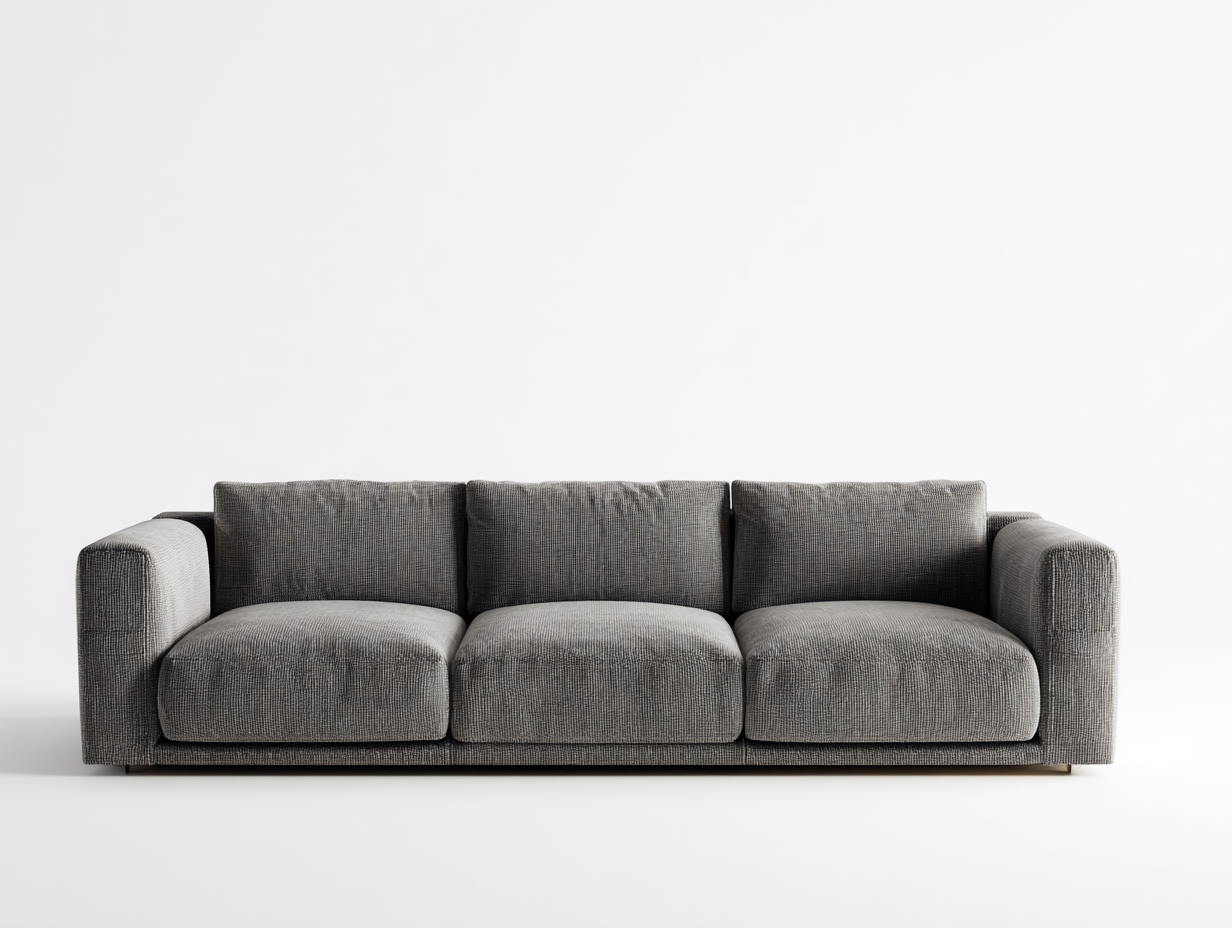 Canapé 3 places - tissu-bois - 214 x 91 x 81 cm - gris - style contemporain confortable-Oakgohome