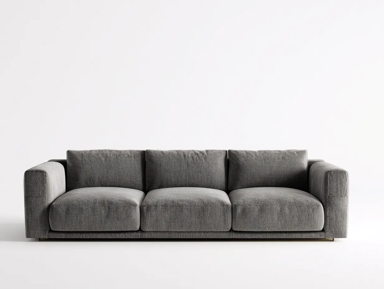 Canapé 3 places - tissu-bois - 214 x 91 x 81 cm - gris - style contemporain confortable-Oakgohome