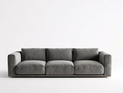 Canapé 3 places - tissu-bois - 214 x 91 x 81 cm - gris - style contemporain confortable-Oakgohome
