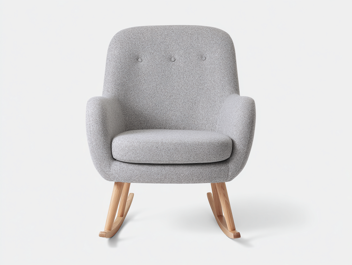 Fauteuil à bascule-tissu-bois-86x72x92 cm-gris clair-style contemporain scandinave-Oakgohome