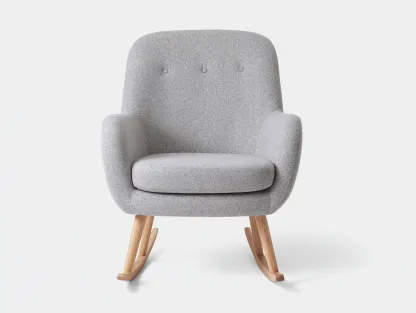 Fauteuil à bascule-tissu-bois-86x72x92 cm-gris clair-style contemporain scandinave-Oakgohome