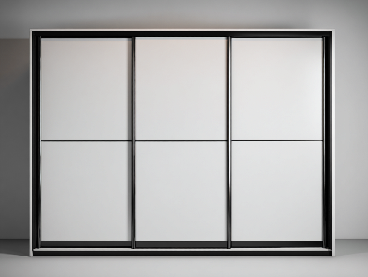 Armoire - bois d'ingénierie-métal - 200 x 65 x 210 cm - Blanc-Noir - Style contemporain-Oakgohome