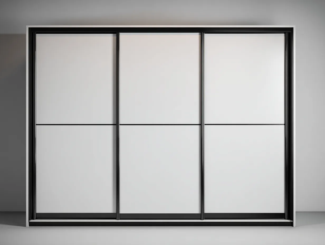 Armoire - bois d'ingénierie-métal - 200 x 65 x 210 cm - Blanc-Noir - Style contemporain-Oakgohome