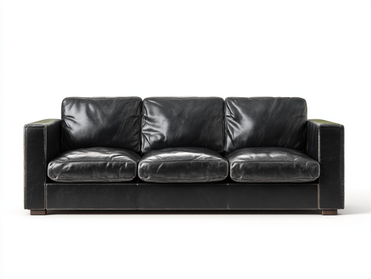 Canapé 3 places - cuir synthétique-bois - 218 x 92 x 84 cm - noir - style moderne-Oakgohome