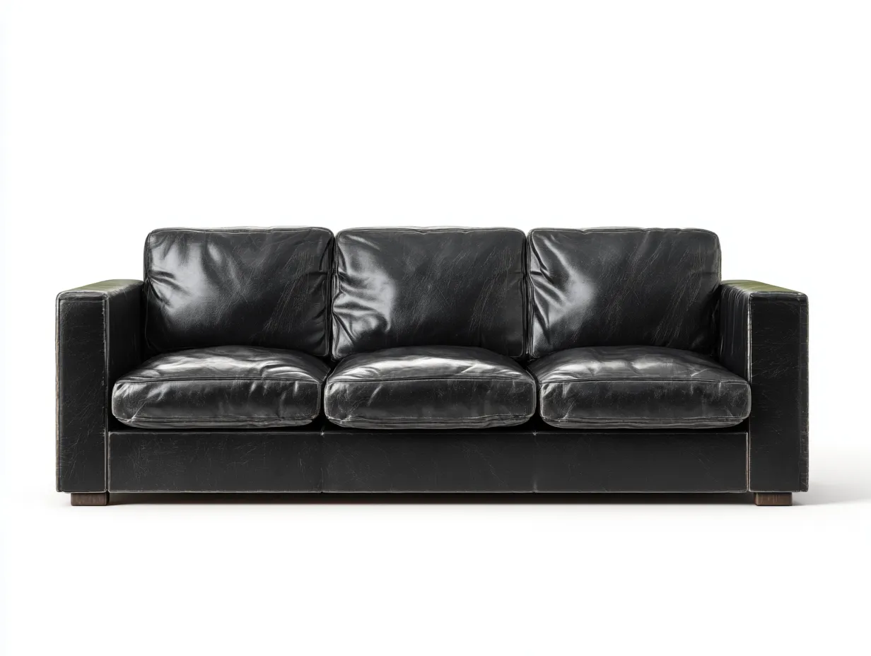 Canapé 3 places - cuir synthétique-bois - 218 x 92 x 84 cm - noir - style moderne-Oakgohome