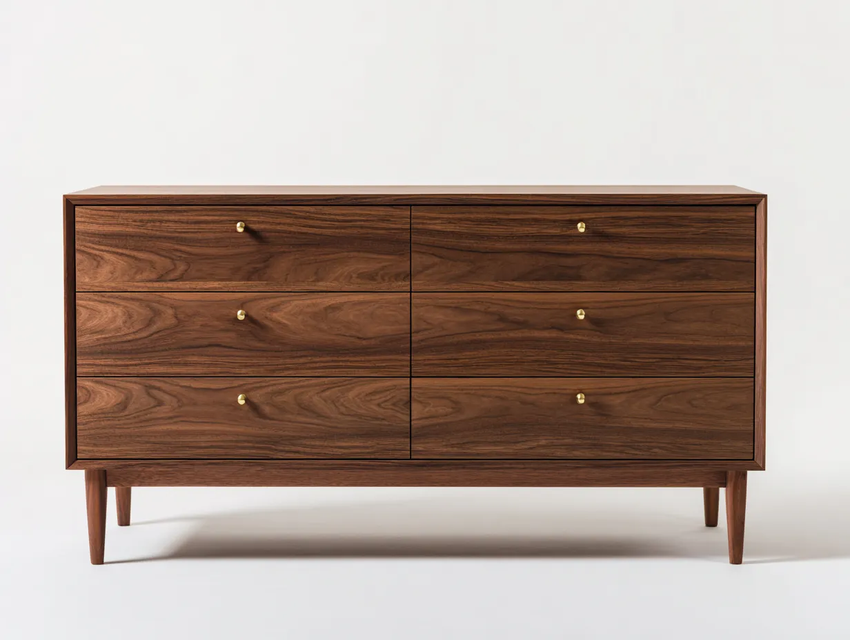 Commode - Bois massif-MDF - 150 x 46 x 80 cm - Noyer - Style moderne-Oakgohome