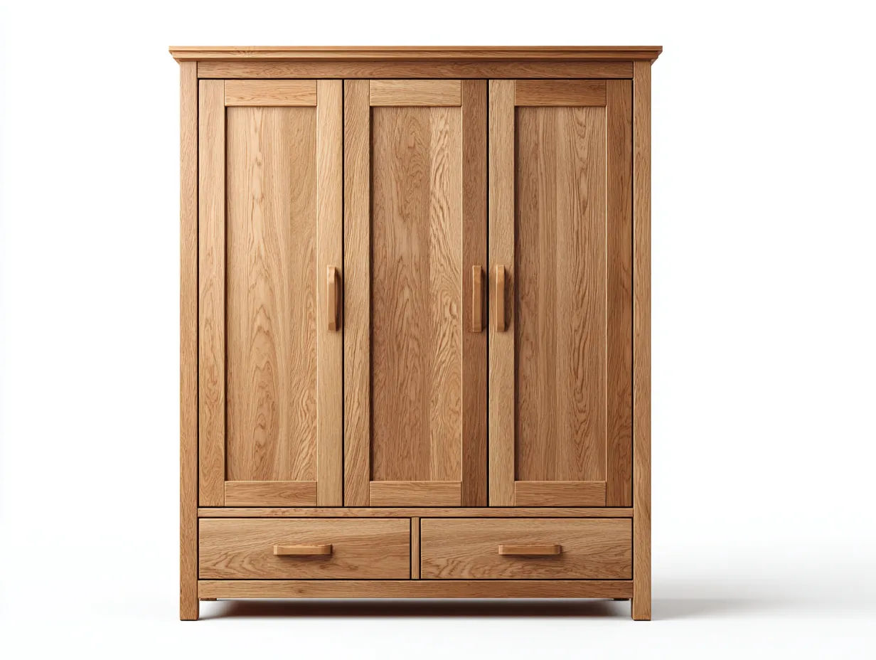 Armoire - bois massif-chêne - 135 x 60 x 190 cm - Bois naturel - Style classique-Oakgohome