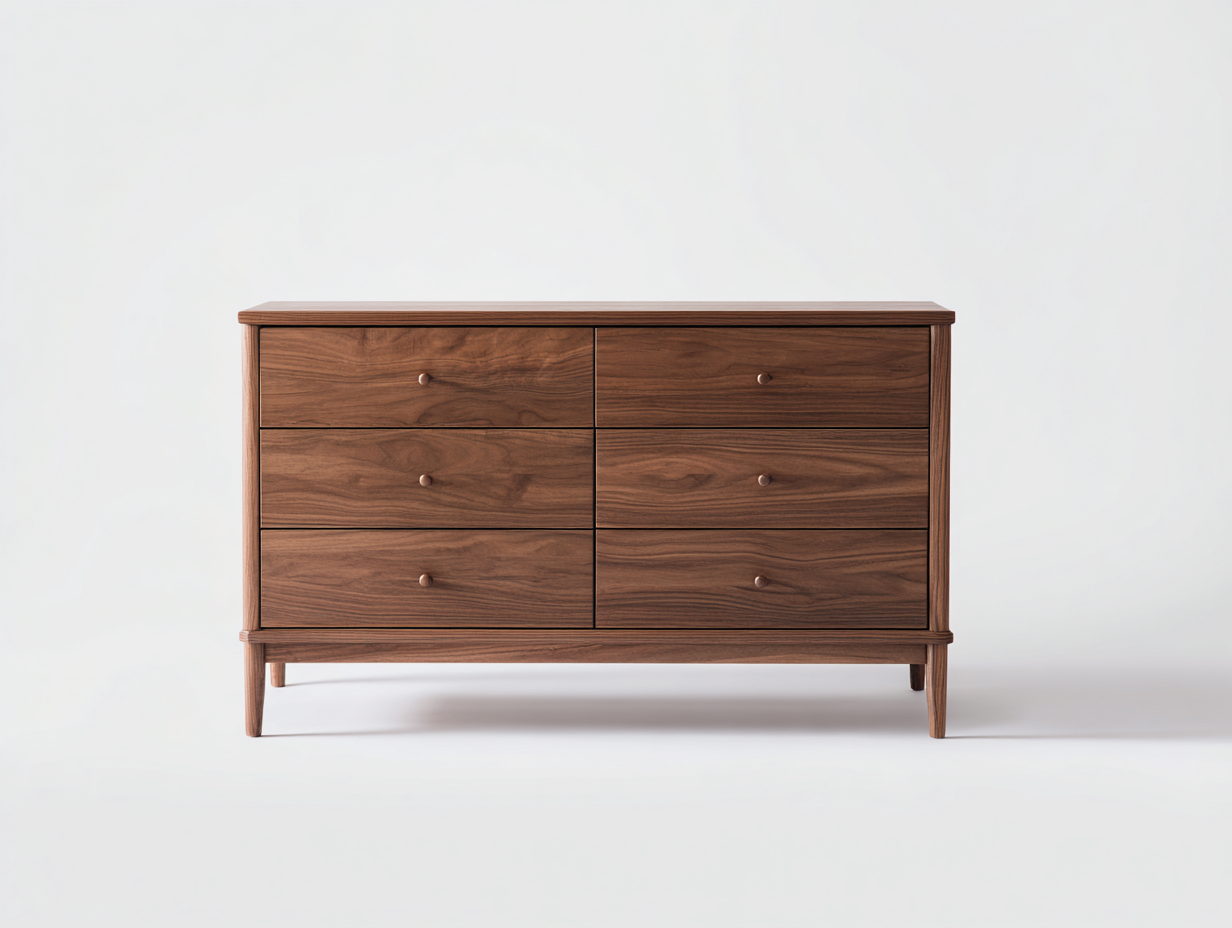 Commode - Bois massif-MDF - 142 x 43 x 81 cm - Noyer - Style moderne-Oakgohome