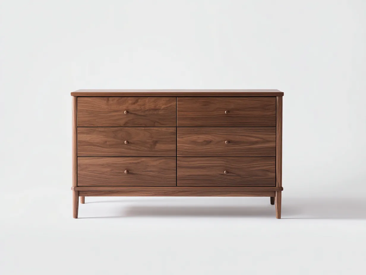 Commode - Bois massif-MDF - 142 x 43 x 81 cm - Noyer - Style moderne-Oakgohome