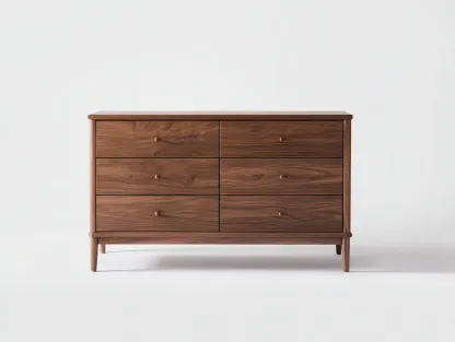 Commode - Bois massif-MDF - 142 x 43 x 81 cm - Noyer - Style moderne-Oakgohome