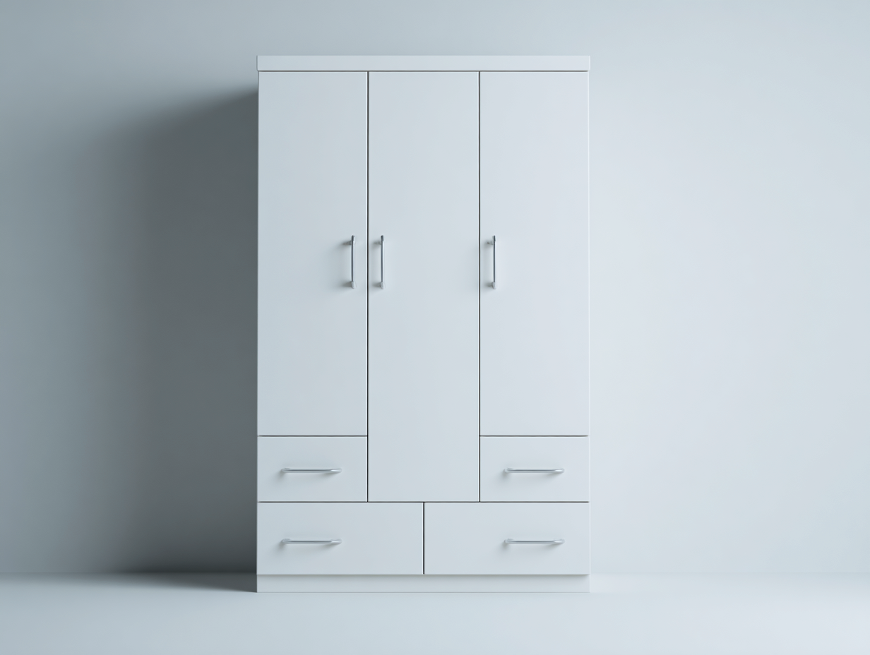 Armoire - bois d'ingénierie-métal - 121 x 55 x 185 cm - Blanc - Style moderne-Oakgohome