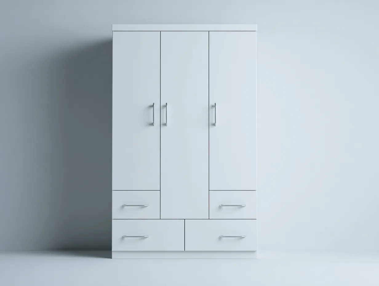 Armoire - bois d'ingénierie-métal - 121 x 55 x 185 cm - Blanc - Style moderne-Oakgohome