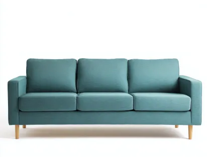 Canapé 3 places - tissu-bois - 210 x 89 x 82 cm - bleu vert - style scandinave moderne-Oakgohome