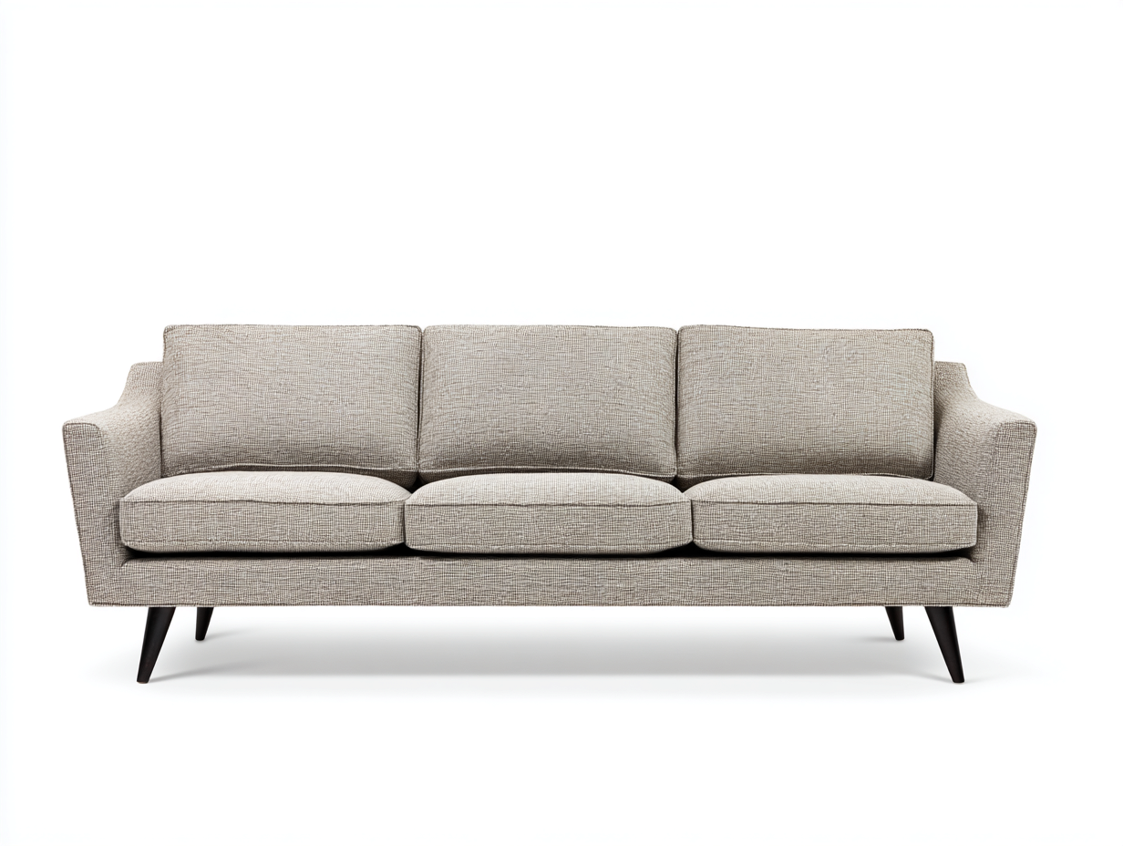 Canapé 3 places - tissu-bois - 221 x 91 x 83 cm - beige gris - style moderne minimaliste-Oakgohome