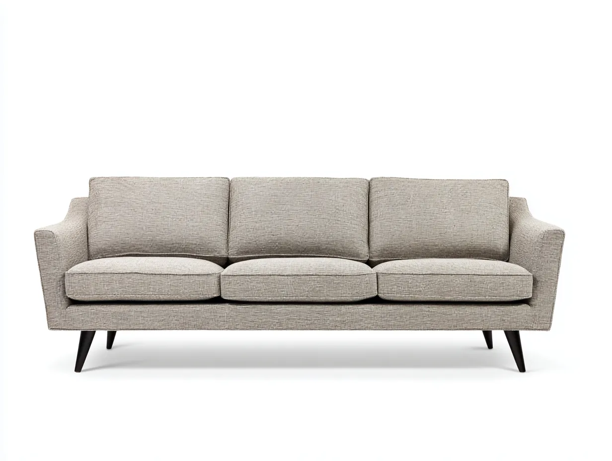 Canapé 3 places - tissu-bois - 221 x 91 x 83 cm - beige gris - style moderne minimaliste-Oakgohome