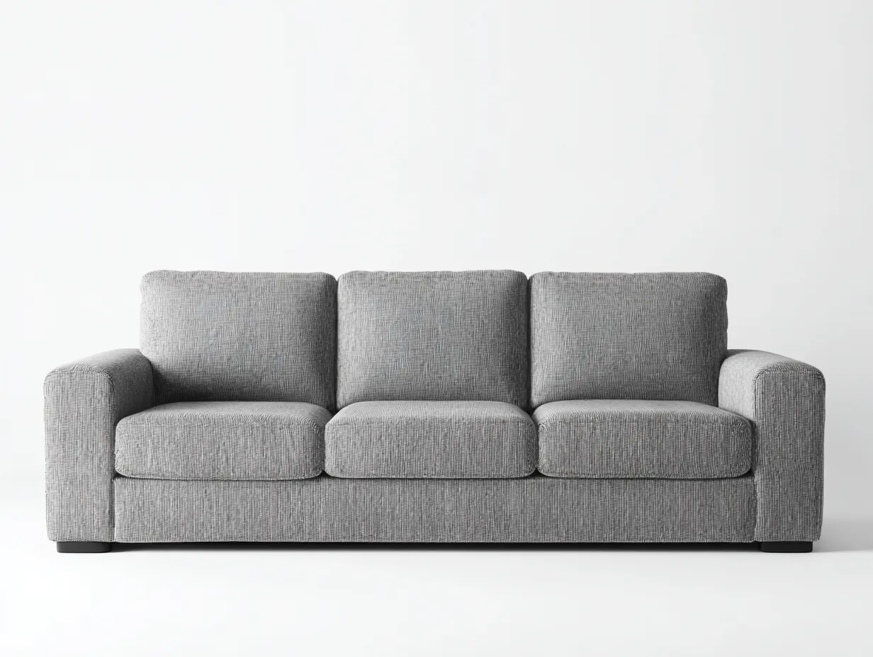 Canapé 3 places - tissu-bois - 208 x 90 x 83 cm - gris - style moderne épuré-Oakgohome