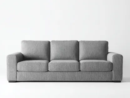 Canapé 3 places - tissu-bois - 208 x 90 x 83 cm - gris - style moderne épuré-Oakgohome