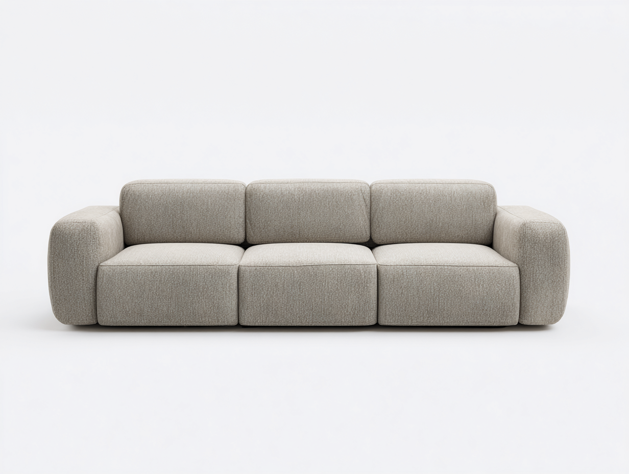Canapé 3 places - tissu-bois - 205 x 88 x 80 cm - beige - style moderne minimaliste-Oakgohome