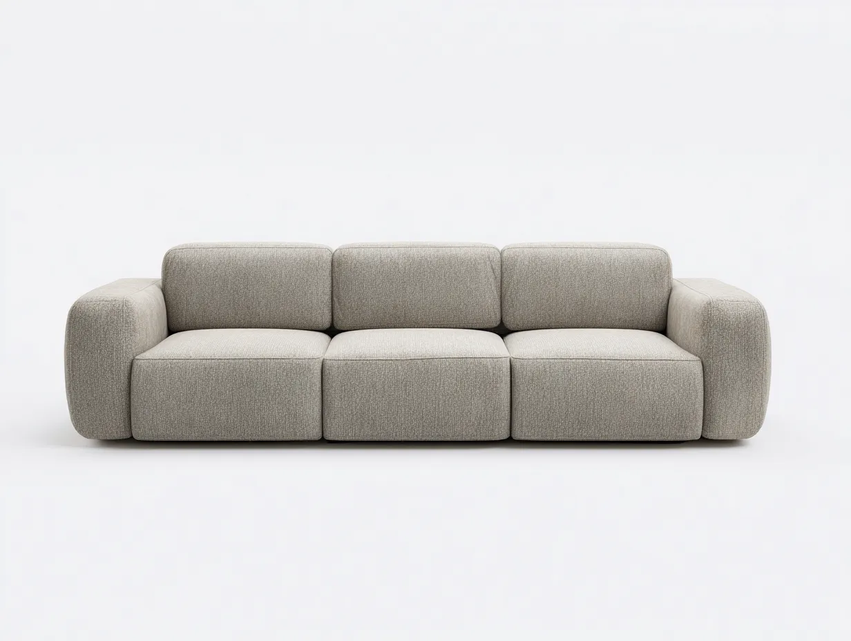 Canapé 3 places - tissu-bois - 205 x 88 x 80 cm - beige - style moderne minimaliste-Oakgohome