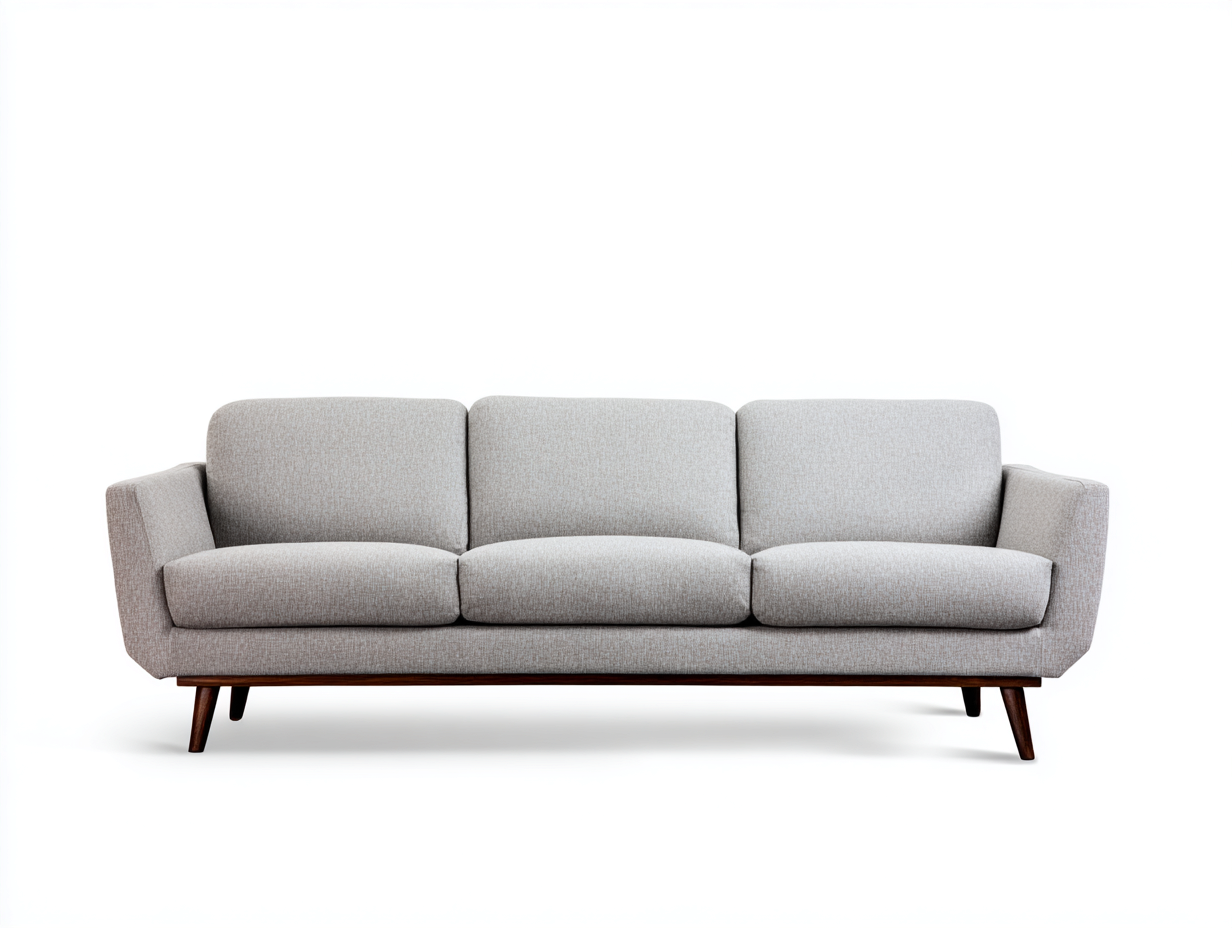 Canapé 3 places - tissu-bois - 217 x 90 x 82 cm - gris clair - style scandinave épuré-Oakgohome