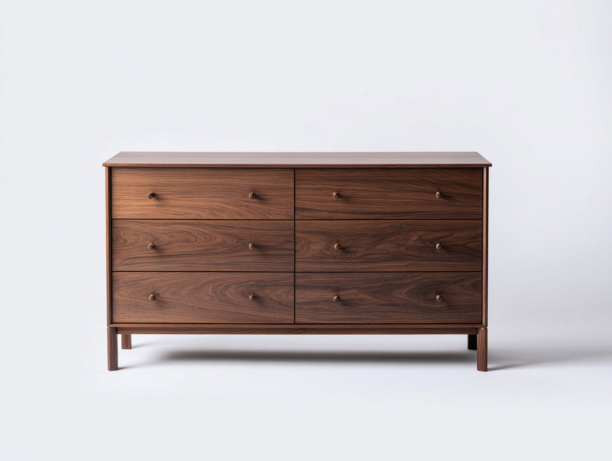 Commode - Bois massif-MDF - 138 x 44 x 82 cm - Noyer - Style moderne-Oakgohome