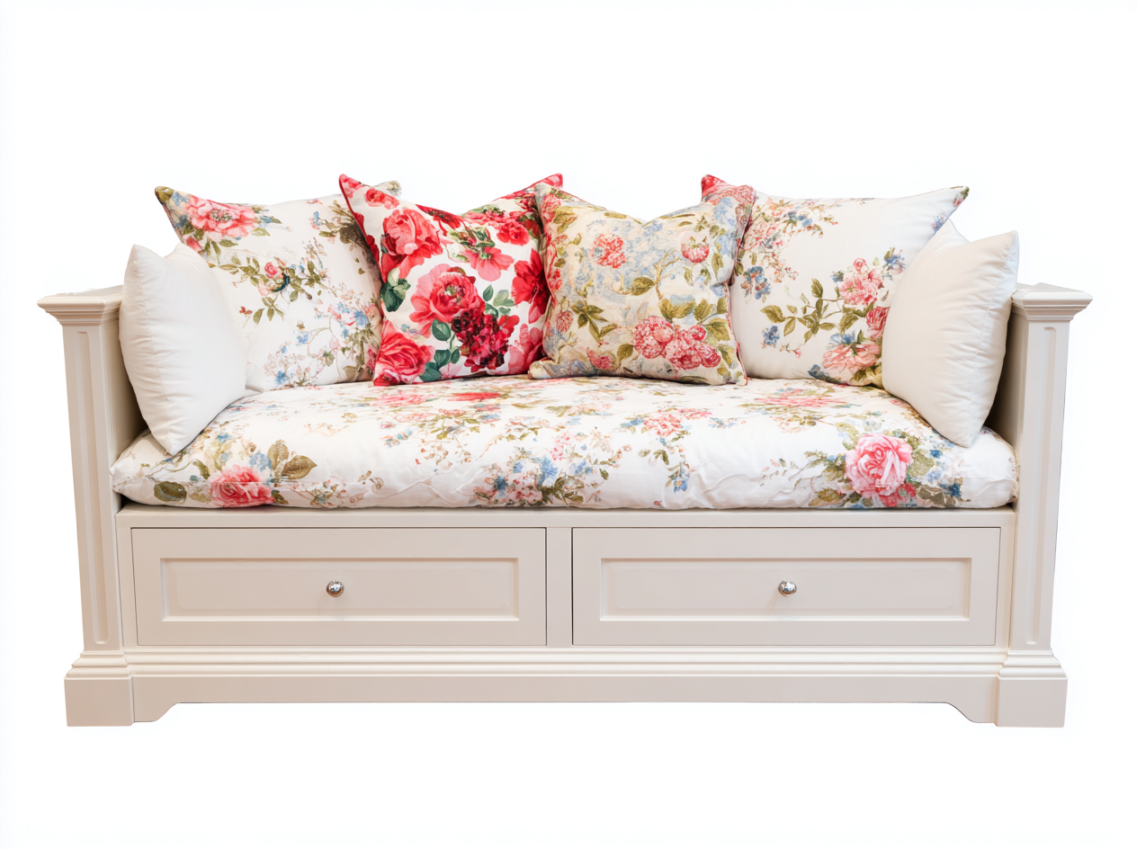 Canapé lit - bois-MDF - 200 x 95 x 82 cm - crème - style romantique classique-Cottahome