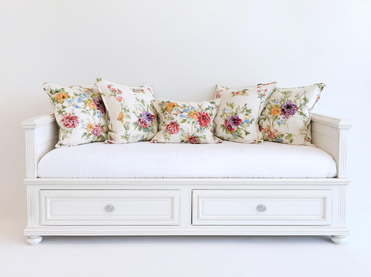 Canapé lit - bois-MDF - 206 x 98 x 83 cm - blanc - style classique décoratif-Cottahome