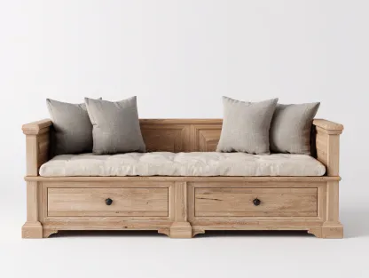 Canapé lit - bois massif-MDF - 208 x 97 x 82 cm - bois naturel - style rustique moderne-Cottahome