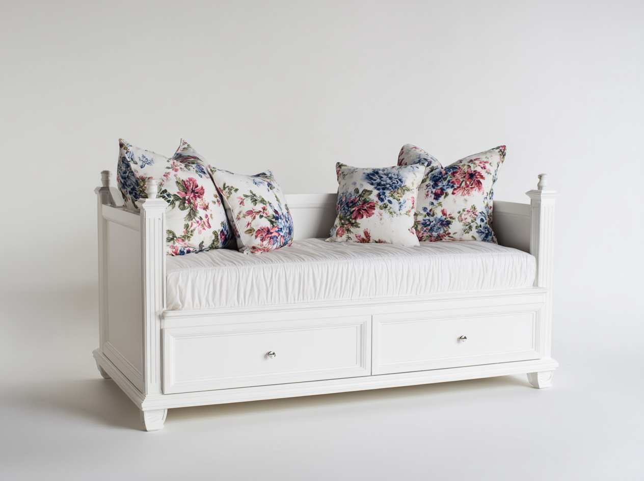 Canapé lit - bois-MDF - 204 x 96 x 84 cm - blanc - style classique raffiné-Cottahome