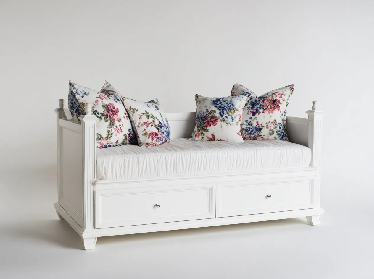 Canapé lit - bois-MDF - 204 x 96 x 84 cm - blanc - style classique raffiné-Cottahome