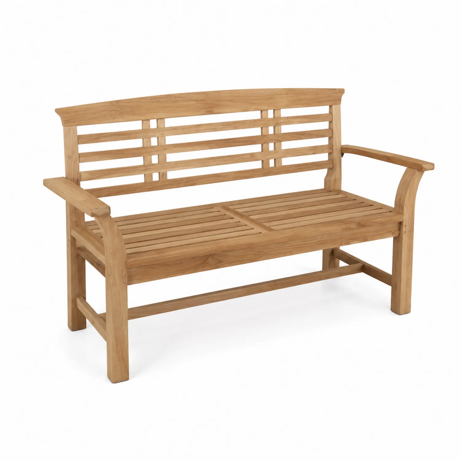 Banc d'extérieur en bois de teck avec accoudoirs 150 cm