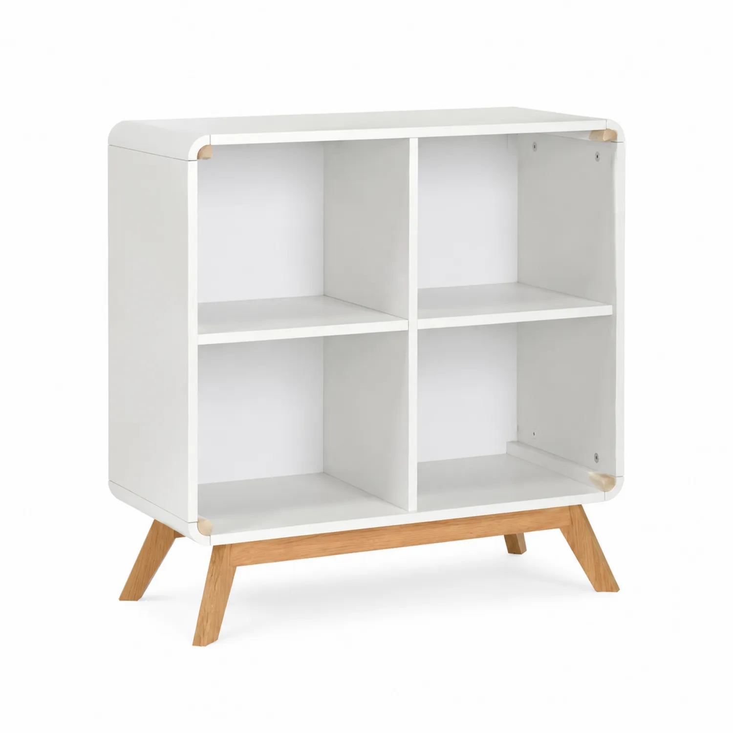 Bibliothèque en bois à 4 compartiments avec pieds en chêne