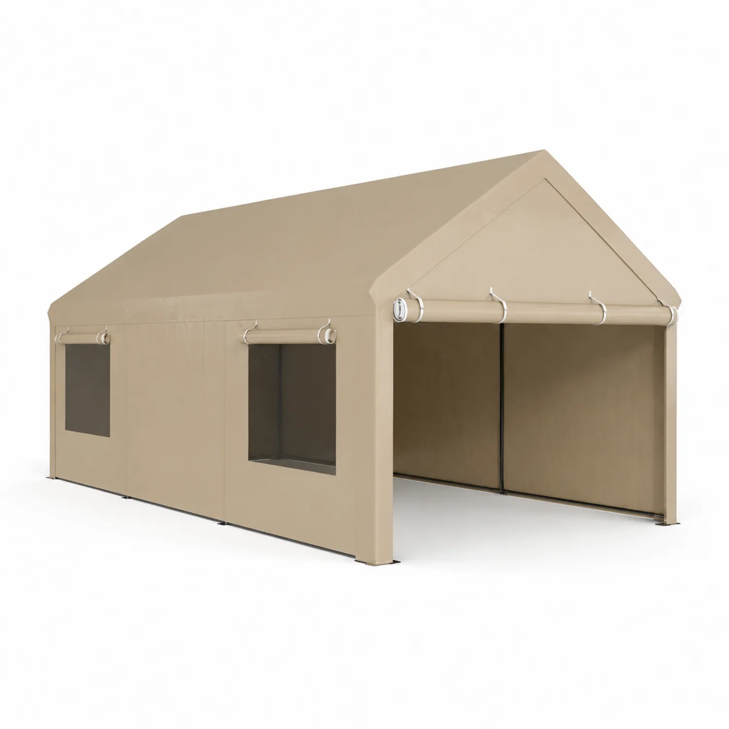 Abri Voiture Beige en Acier et PVC 600x300x300 cm