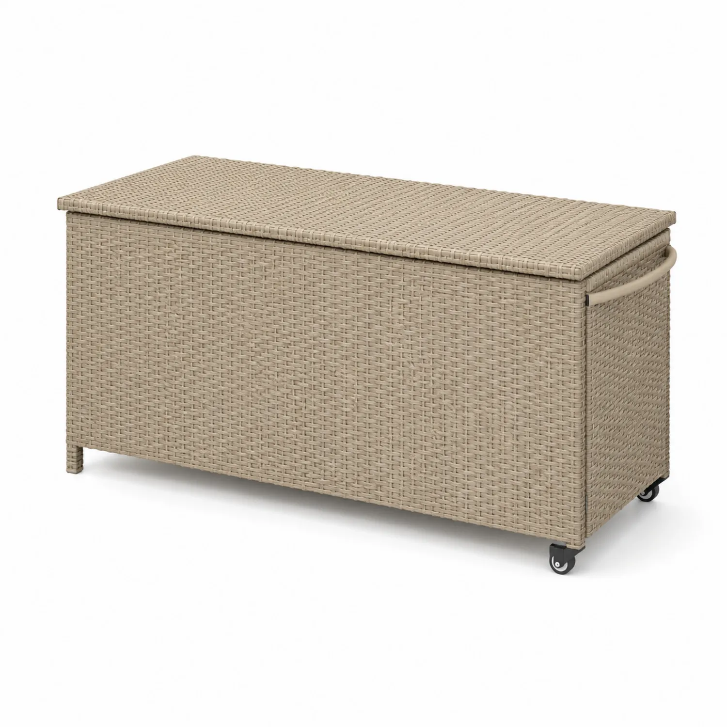 Coffre de rangement en résine tressée avec roulettes 120x45x60cm