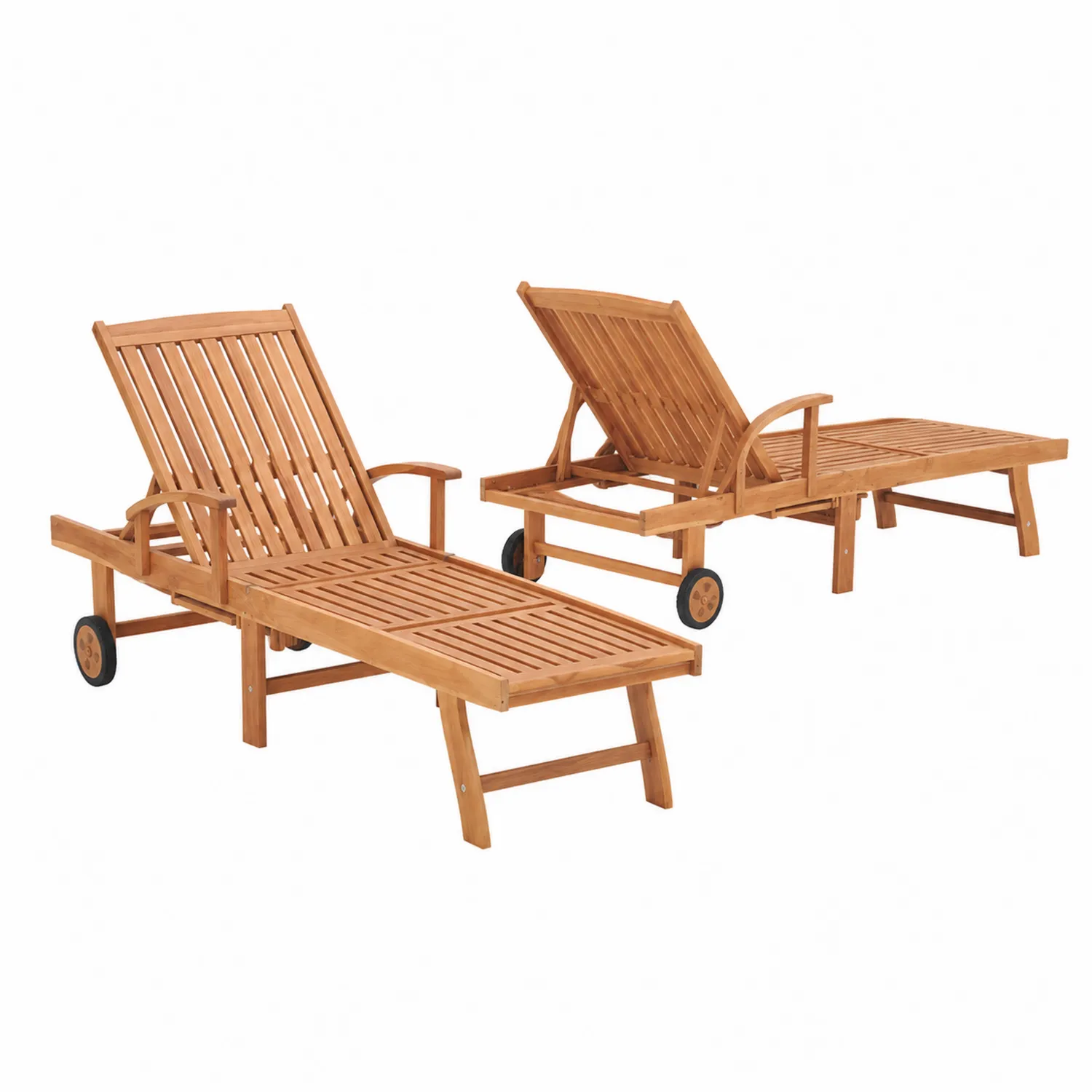 Lot de 2 chaises longues en bois d'acacia avec dossier réglable