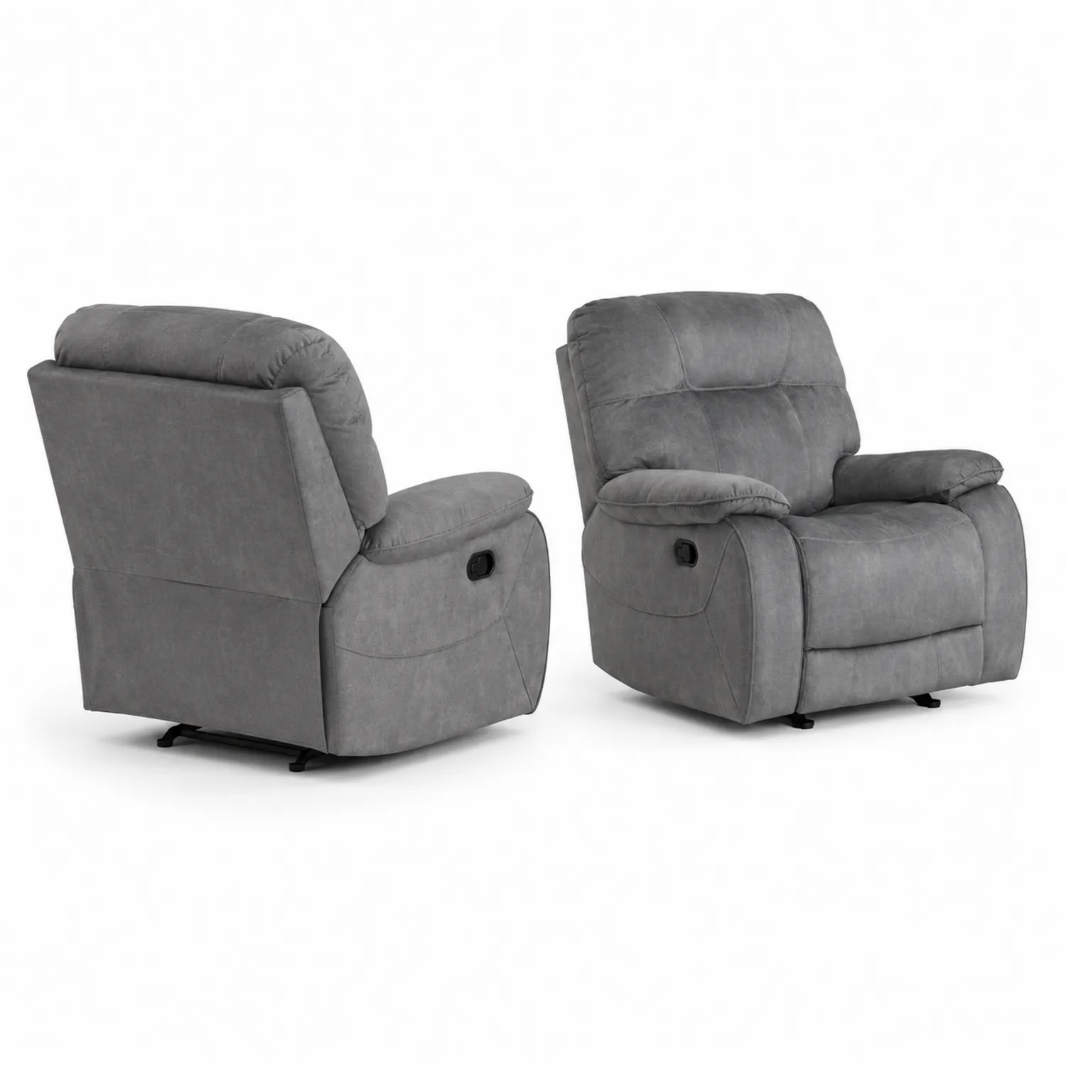 Set di 2 poltrone reclinabili in microfibra grigio
