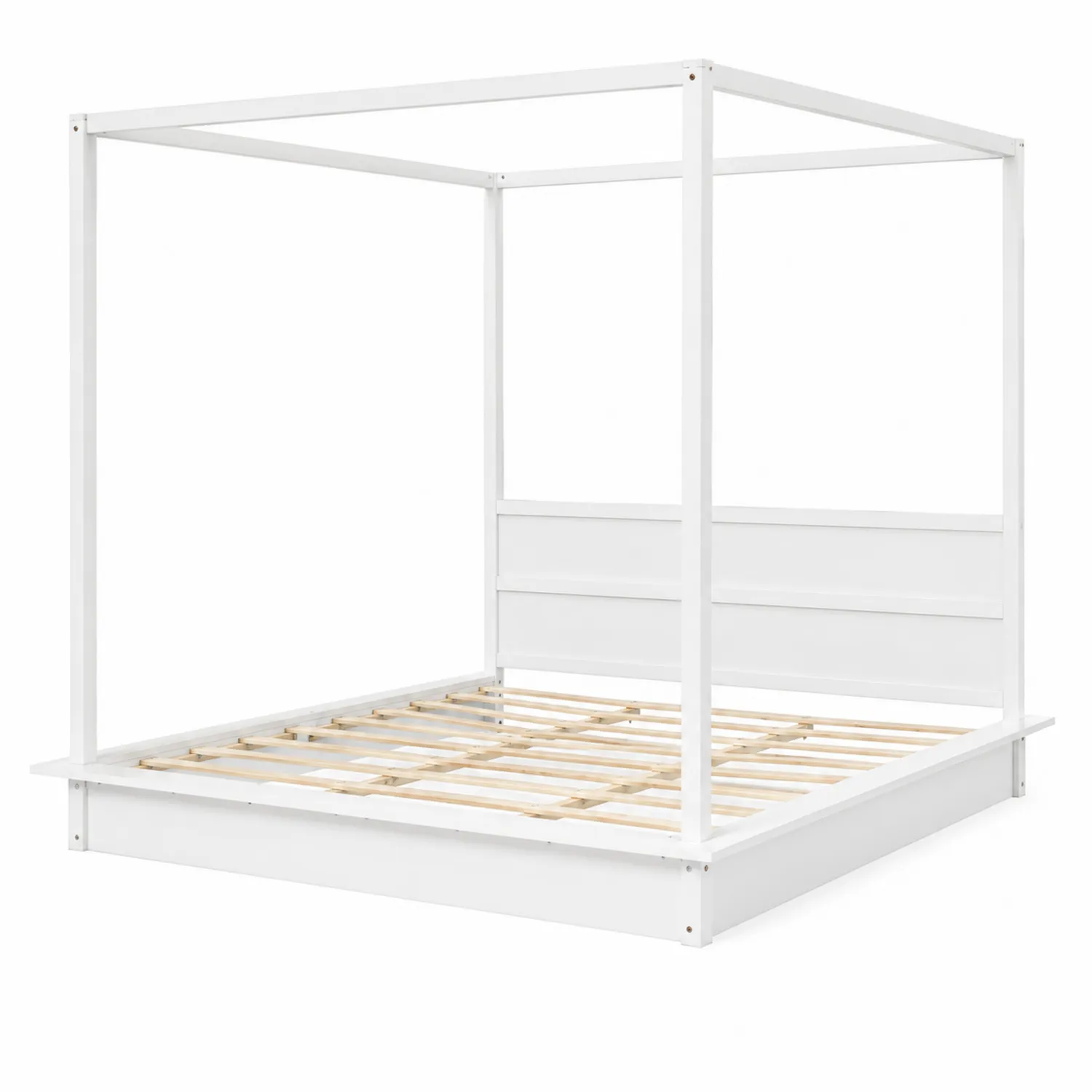 Letto a baldacchino matrimoniale in legno bianco 200x160 cm