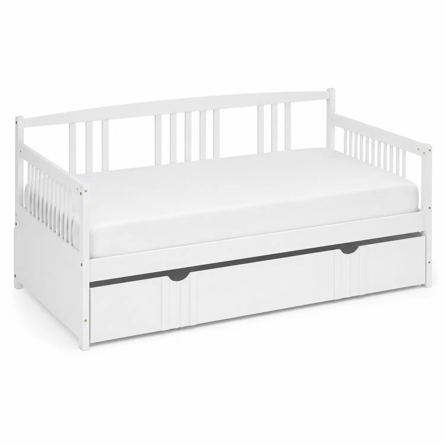 Divano Letto in Legno Massello con Cassetti 200x90 cm Bianco