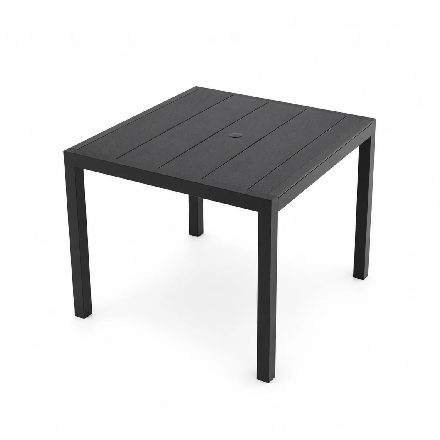 Tavolo da pranzo quadrato in alluminio e composito nero 90x90x75 cm