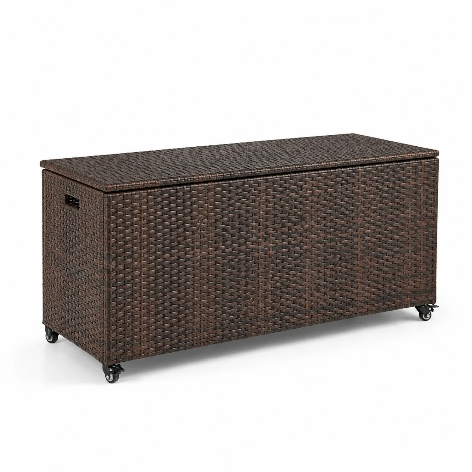 Bauliera in rattan sintetico con ruote marrone
