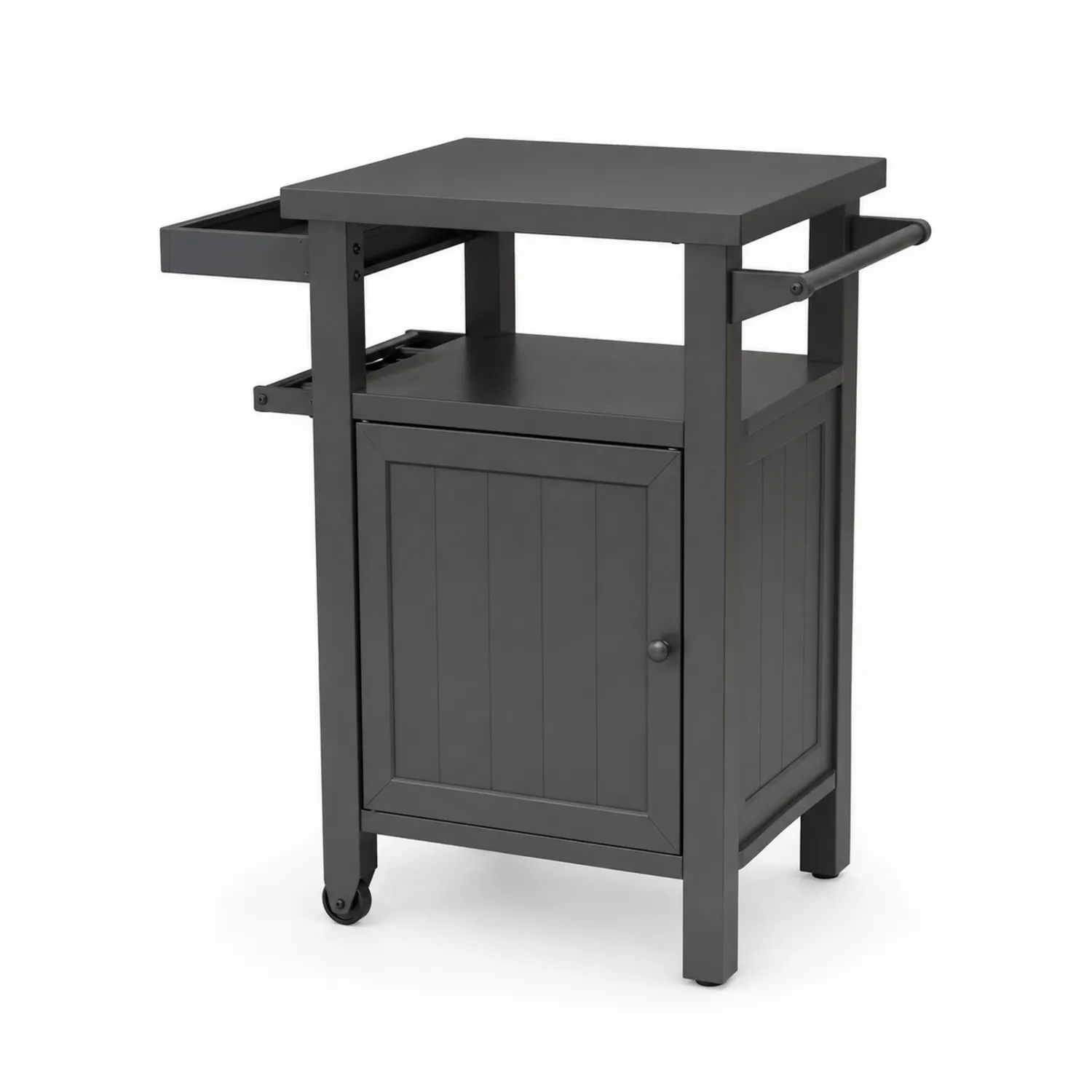 Carrello da Cucina in Acciaio Nero con Cassetto in MDF