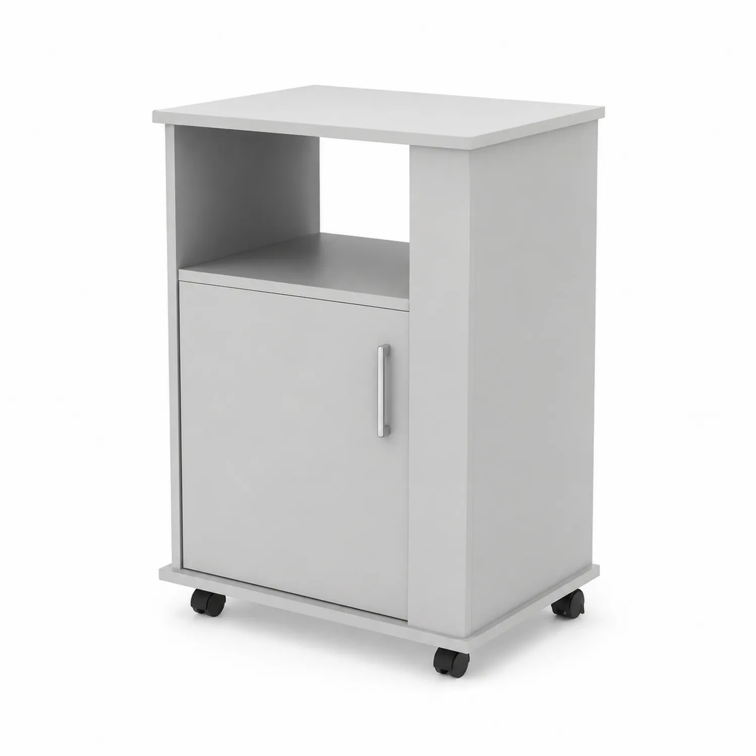 Carrello in Legno Truciolato Grigio con Ruote