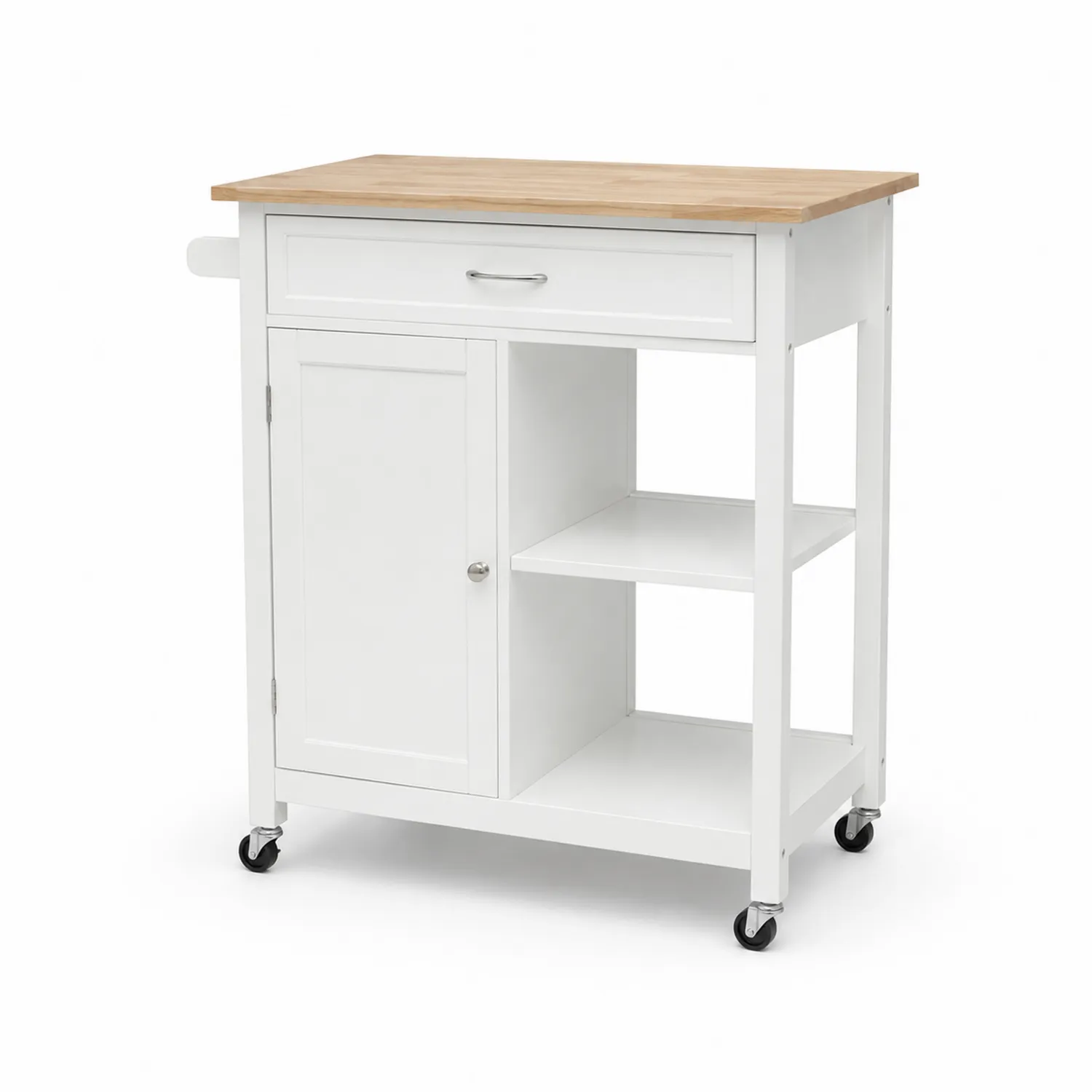 Carrello da cucina in MDF con piano in legno massiccio